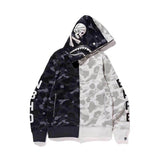 Shark Print Hoodie Fashion Brand Skull Dark Black Black And White Color Matching Yin And Yang Sweater Male And Female Couples Wear Spring And Autumn Coat
