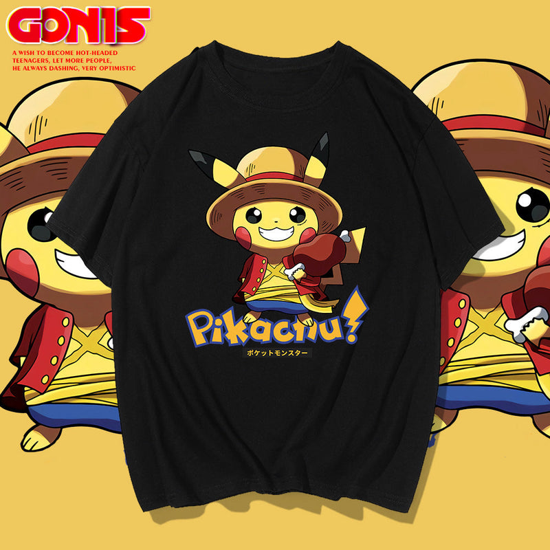 Men and Women Pokemon Pikachu T Shirt Pikachu Joint Name Luffy Chopper Short Sleeve T-shirt