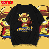 Men and Women Pokemon Pikachu T Shirt Pikachu Joint Name Luffy Chopper Short Sleeve T-shirt