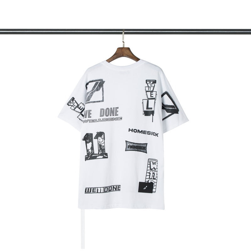 We11 Done T Shirts L Men's and Women's Same Letter Printing Loose Cotton