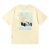 Rhude T Shirt Sunset Coconut Racing Printed Short Sleeve T-Shirt