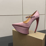 Louboutin-style red bottom shoes clcm high heels fashion model catwalk curved heels women's petites pointed toe waterproof platform red