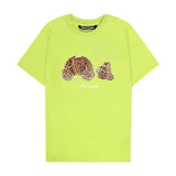 Palm Angels T Shirts Angel Leopard Print Broken Bear Letter Short Sleeve T-shirt for Men