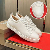 Louboutin-style red bottom shoes european station exclusive cl red bottom studded shoes embroider men's sneakers black casualcouple style