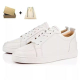 Louboutin-style red bottom shoes cl men's shoes electric embroidered red bottom white shoes breathable sneakers men's shoes flatscasual shoes crescent shoes