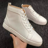 Louboutin-style red bottom shoes wintercl red bottom rivetsexport high-top sneakers tie back round toe cow suede casual shoes