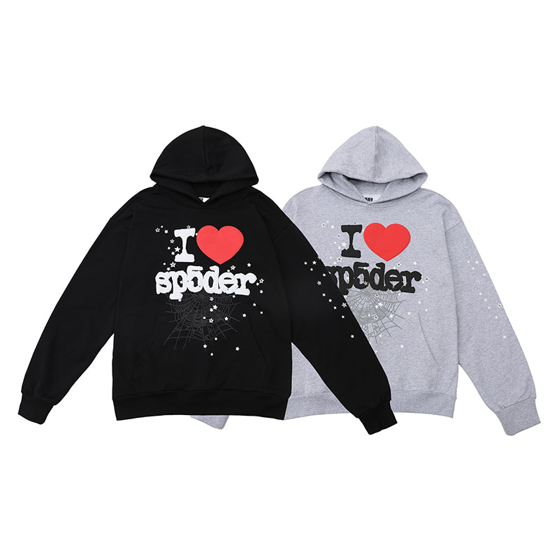 Sp5der Hoodie Cobweb Puff Print Pure Cotton