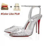 Louboutin-style red bottom shoes popular anchor cl studded red bottom shoes pointed toe cm high heels autum work export style women's shoes