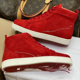Louboutin-style red bottom shoes european clexport red bottom shoes black velvet studs high-top rivet shoes diamond shoes trendyeasiest for match sneakers
