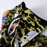 Bathing Ape Hoodie Two-Hat Camouflage Hoodie Men's and Women's Hooded Cardigan Shark Sweater Jacket