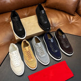 Louboutin-style red bottom shoes cl red bottom shoes men's fly woven patchwork genuine leather sneakers casualcasual breathable tie backlow ankleexport men's shoes