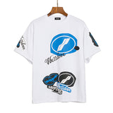 We11 Done T Shirts Graffiti Letters Badge Printed Oversize Loose Couple