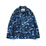 Shark Print Jacket Spring And Autumn Men'S Fashion Fashion Brand Camouflage Workwear Wind Coat Coat
