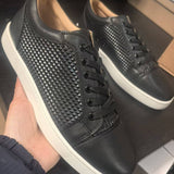 Louboutin-style red bottom shoes cl style rivet men's shoes low-top casual sneakers genuine leather trendyeasiest for match red bottom shoes wholesale export men's shoes