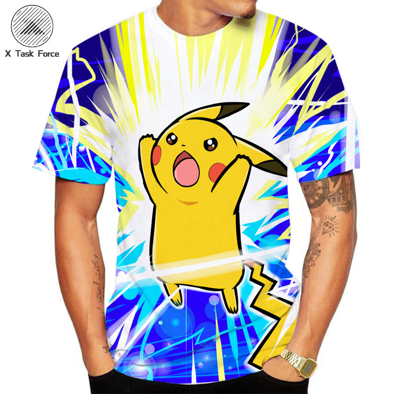 Men and Women Pokemon Pikachu T Shirt 3D Pikachu Short Sleeve T-shirt
