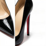 Louboutin-style red bottom shoes export patent leather cl red bottom high heels sexy pointed toe flatsflats black stiletto flats women