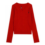 Ralph Lauren Knitted sweaters RL logo embroidered V-neck knitted sweater