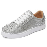Louboutin-style red bottom shoes mencl red bottom casual shoes spiritual social boy sneakers fashiontrendy real rivets sequinwhite shoes nightclub