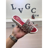 Louboutin-style red bottom shoes fashionexportcl red bottom rivets men's slippers summertrendy flip-flops lightweight non-slip beach shoes cool flip-flops