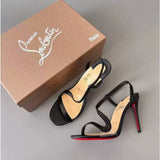 Louboutin-style red bottom shoes export new year; cl red bottom snake-shaped one-strap high-heeled sandals for women with round toe and ultra-high heels factory direct sales