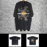 Amiri washed t-shirt damaged oil painting short sleeve