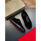 Louboutin-style red bottom shoes clmen genuine leather slip-on sneakers fashioncasual loafers breathable abrasion resistantwork clothing men's shoes