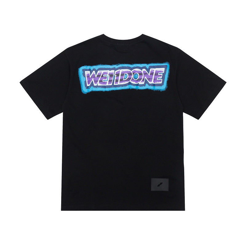 We11 Done T Shirts Graffiti Printing Summer Men's and Women's Casual Short Sleeve