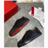 Louboutin-style red bottom shoes, popular european station cl red bottom shoes, electric embroidery style, low-top high-top men's shoes, red bottom couple, trendy rivets, casualtie back