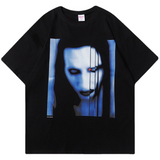 Marilyn Manson T Shirt Gothic Style Goth Short Sleeve T-shirt Loose Cotton Men and Women