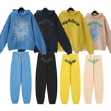 Sp5der Hoodie & Sweatpants 2 Piece Set Cobweb Puff Print Pure Cotton