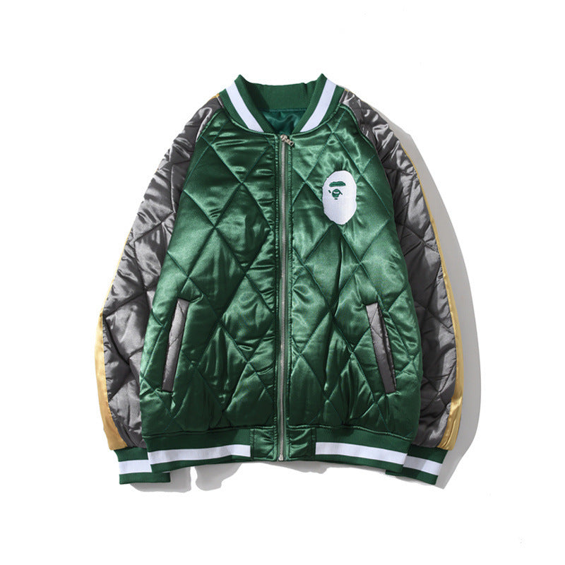 Shark Print Jacket Winter Baseball Cotton Clothing Cotton Coat Men'S Clothing