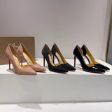 Louboutin-style red bottom shoes side hollow cl red bottom side hollow high heels sexy pointed toe flats single shoes stiletto heels women's shoes