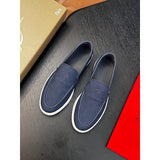 Louboutin-style red bottom shoes cl red bottom genuine leather loafers men business casual slip-on shoes easiest for matchplaid slip-on men's shoes