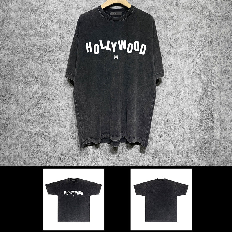Amiri washed t-shirt hollywood letterprinting short sleeves