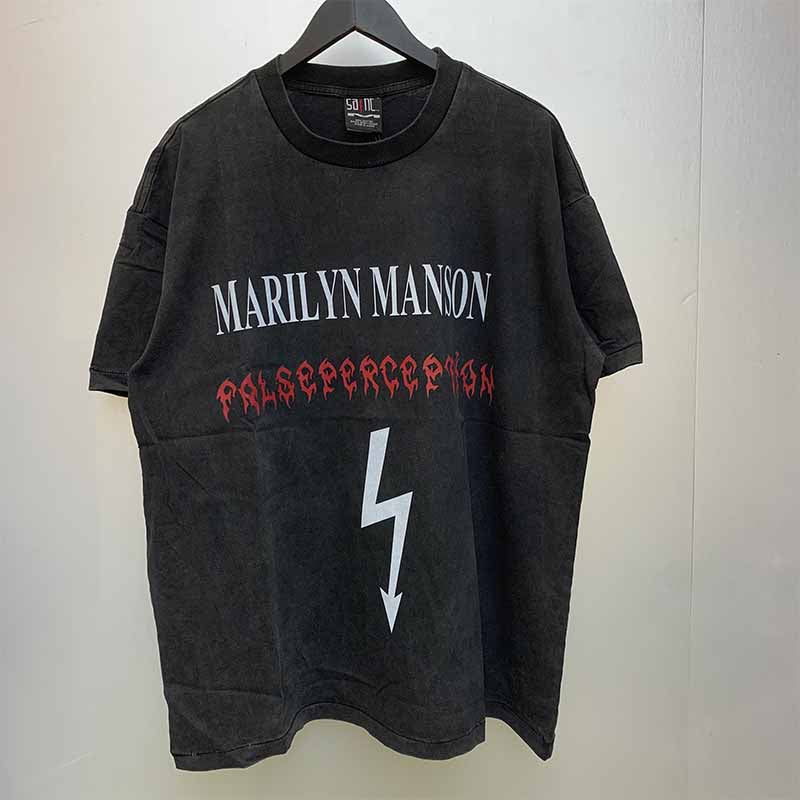 SAINT MICHAEL Vintage T Shirt FALSE PERCEPTION x Marilyn Manson Lightning Vintage Short Sleeve