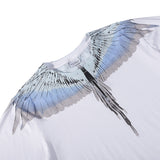 Marcelo Burlon T Shirt MB Gray and Blue Contrast Color Wings Pattern Same Style for Men and Women