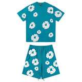 Denim Tears Outfit: T Shirt/Shorts (Separate Purchase Options) Puff Print Short Sleeve T-shirt Loose Couple Shorts Suit