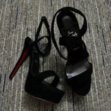Louboutin-style red bottom shoes popular anchor cl studded red bottom shoes pointed toe cm high heels autum work export style women's shoes
