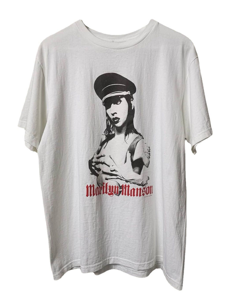 Marilyn Manson T Shirt Heavy Vintage Staring Short Sleeve T-shirt Men and Women Oversize