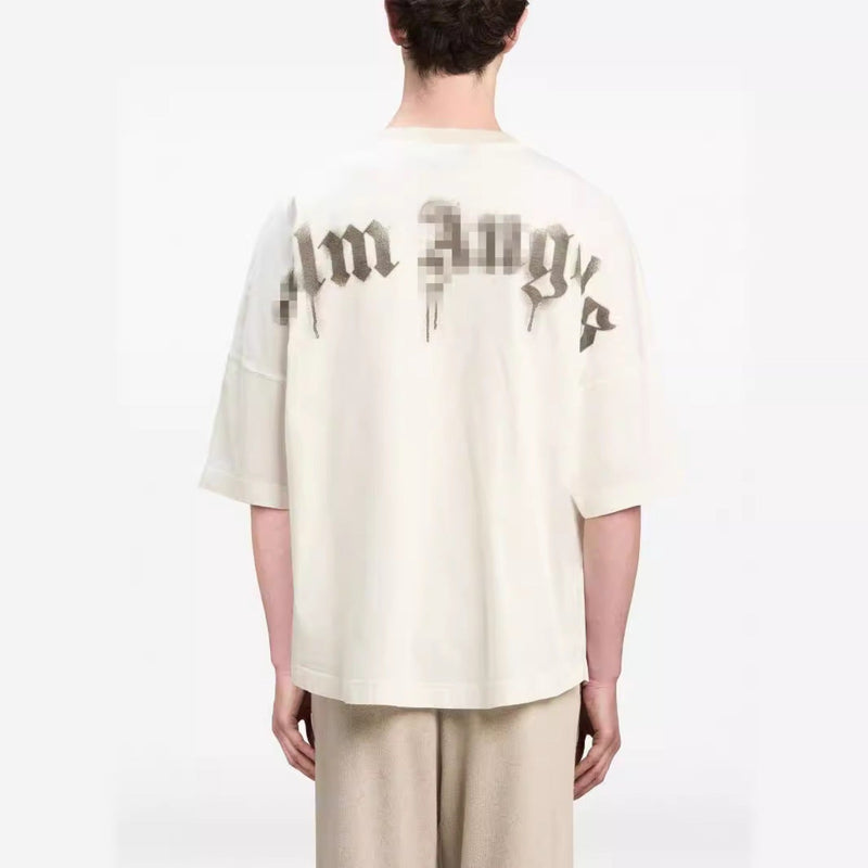 Palm Angels T-Shirts Pigeon Flow Lacquer Letter Foam Short Sleeve T-Shirt