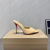Louboutin-style red bottom shoes cmexport pointed toe cl high heels red super high heel women's stiletto open toe half drag red bottom sandals