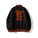 Shark Print Jacket Spring And Autumn Embroidered Red Edge Jacket Baseball Uniform