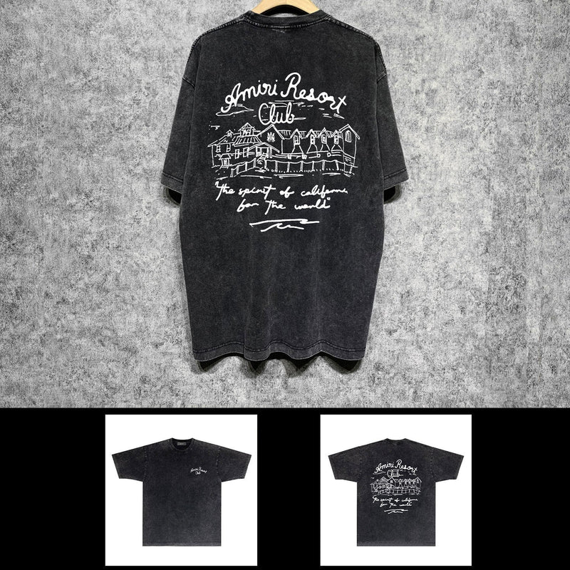 Amiri washed t-shirt sketch country short sleeve