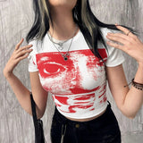Vintage Y2g Shirts T-shirt Short Sleeve round Neck Slim Print Summer
