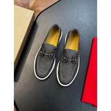Louboutin-style red bottom shoes spring clmen genuine leather loafers flats slip-on casual shoes fashionable work clothing men's shoes