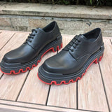 Louboutin-style red bottom shoes cl high version easiest for matchthick solecasual business leather shoes paris trendyfashiontie back leather shoes banquet