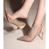 Louboutin-style red bottom shoes cl red bottom export pointed toe v-mouth high heels flats women's shoes sexyflats