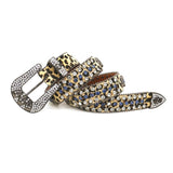 Hip-hop punk rhinestone belt skull