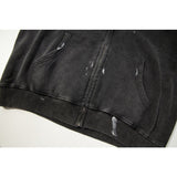 Gallery Dept Hoodie Embroidery Letter Splash Ink Wash Hooded Sweater Cardigan Jacket