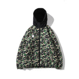 Shark Print Coat Fall Winter Men Camouflage Coat Cotton Coat Teenagers Winter Hooded Jacket